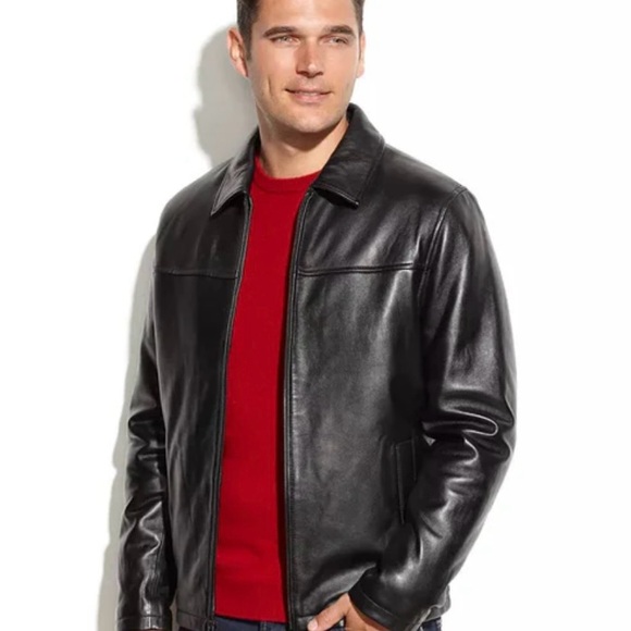 Jos. A. Bank Executive Collection Genuine Leather Black Bomber Jacket Medium New